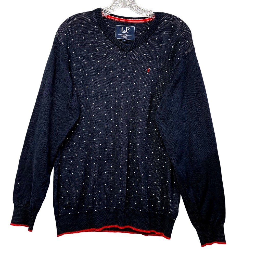 Louis Philippe Mens V-Neck Sweater Dotted Elbow Patch Cotton‎ Knitwear Size M